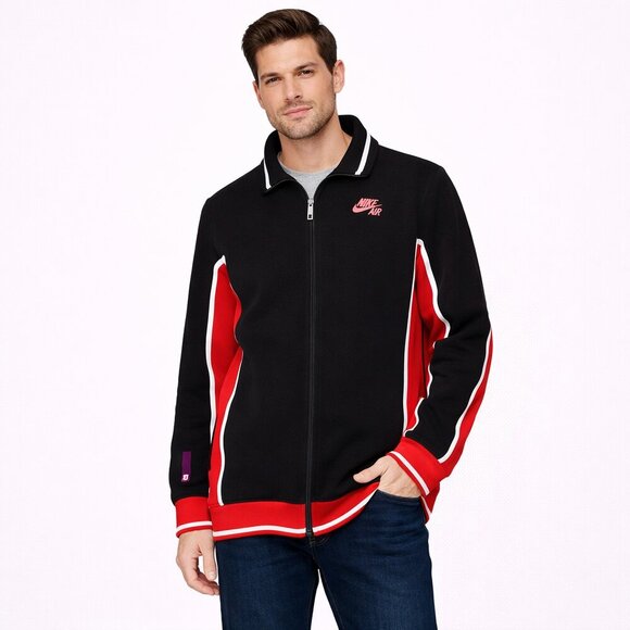 👉 SALE: Nike Air men's jacket black/red/white - zipper front Size:L